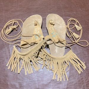 Salt and state Leather tie up sandals. Made in India